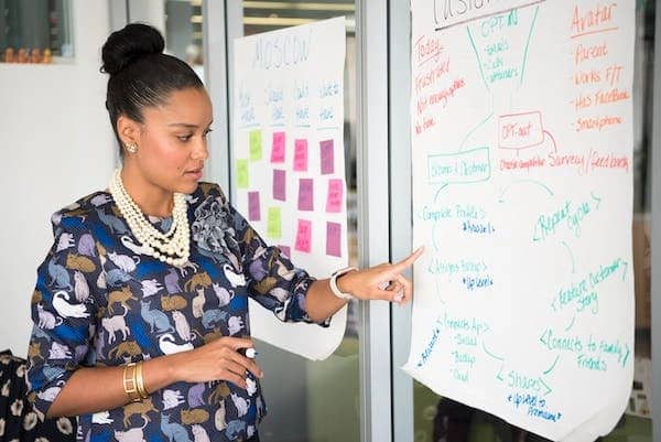 A confident lady lecturing