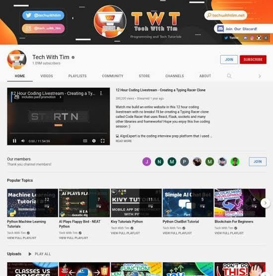 20 Tech YouTube Channels For Developers in 2024 4 Tech with Tim