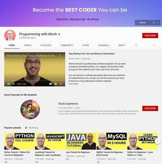 20 Tech YouTube Channels For Developers in 2024 9 Programming with mosh